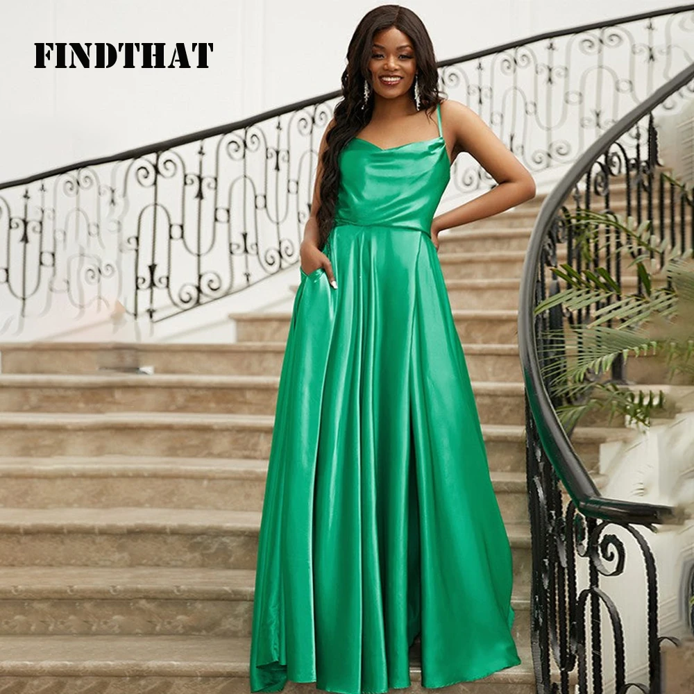 

Findthat Ruched Satin Bridesmaid Dress for Wedding 2024 Elegant Spaghetti-Straps A-Line Evening Prom Gowns Vestidos De Fiesta