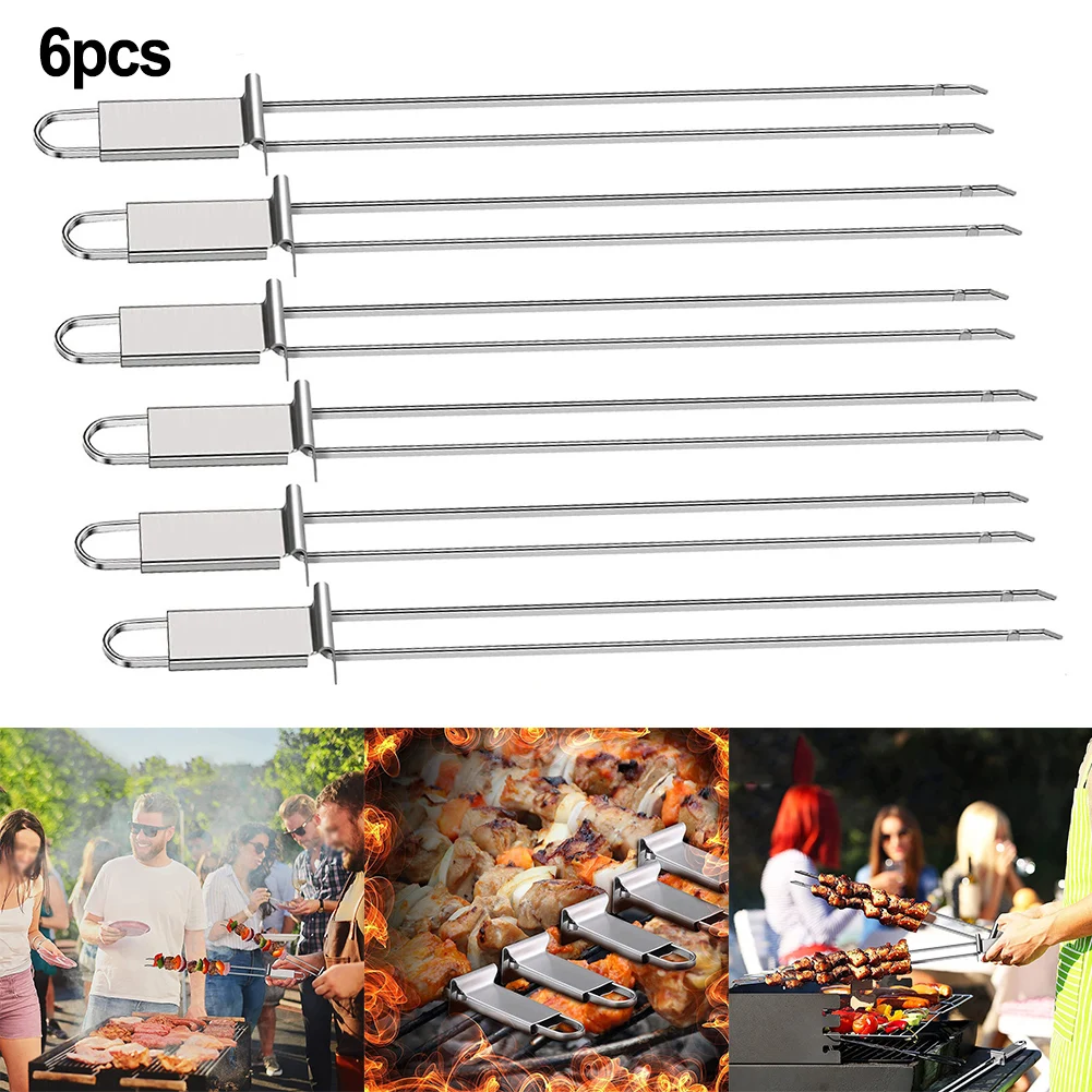 6 Pcs Stainless Steel BBQ Skewers BBQ Skewers Push Bar 32.5cm Long Double Pronged For Grilling Kebabs Satay Yakitori Barbecue
6 Pcs Stainless Steel BBQ Skewers BBQ Skewers Push Bar 32.5cm Long Double Pronged For Grilling Kebabs Satay Yakitori Barbecue