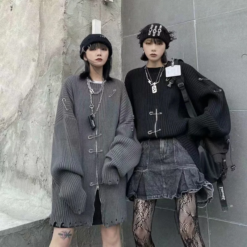 2023 Gothic Harajuku Y2K Coat Women's Street Knitwear Pullover Sweater Korean Fashion Loose Top Women's Subcultural Clothing
2023 Gothic Harajuku Y2K Coat Women's Street Knitwear Pullover Sweater Korean Fashion Loose Top Women's Subcultural Clothing