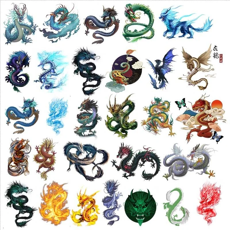 

Fashion Colorful Dragon Faucet Iron On Patches For DIY Heat Transfer Clothes T-Shirt Thermal Stickers Decoration Printing