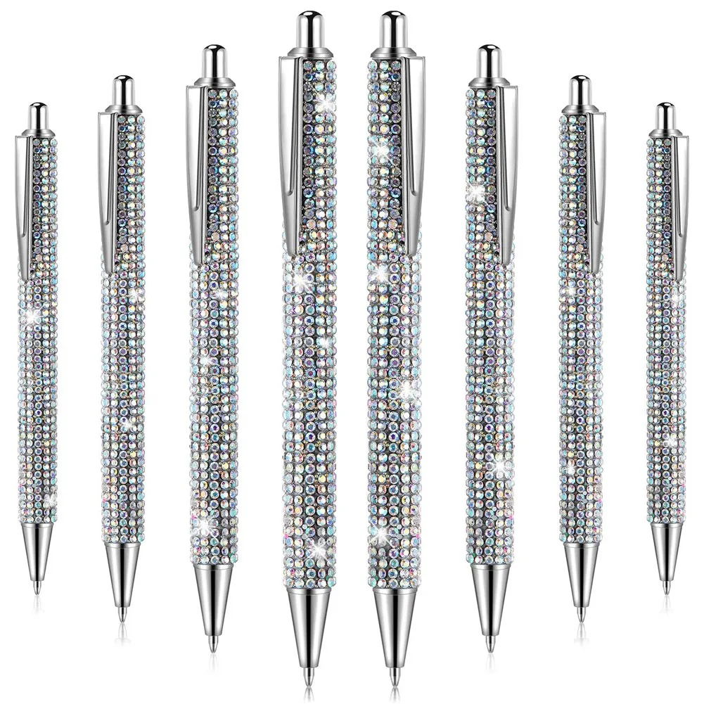 

8Pcs Cute Pen Bling Diamond Pens Christmas Rhinestones Gift Metal Ballpoint Pens Fancy Sparkly Crystal Pens A