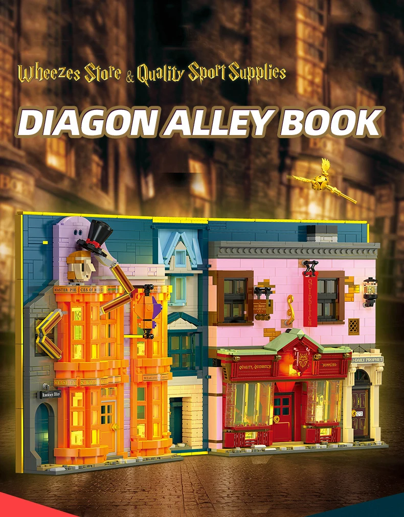 1940PCS Diagon Alley Book Building Blocks Classic Movie Scene Magic Bookstore Model Bricks Desktop Decoration Kids DIY Toys Gift 1940PCS Diagon Alley Book Building Blocks Classic Movie Scene Magic Bookstore Model Bricks Desktop Decoration Kids DIY Toys Gift