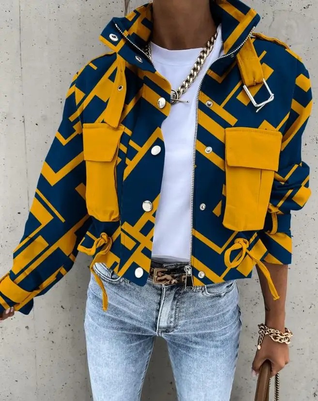 Women's New 2023 Hot Selling Casual Fashion Geometric Printing Pocket Zipper Design Bicycle Jacket
Women's New 2023 Hot Selling Casual Fashion Geometric Printing Pocket Zipper Design Bicycle Jacket