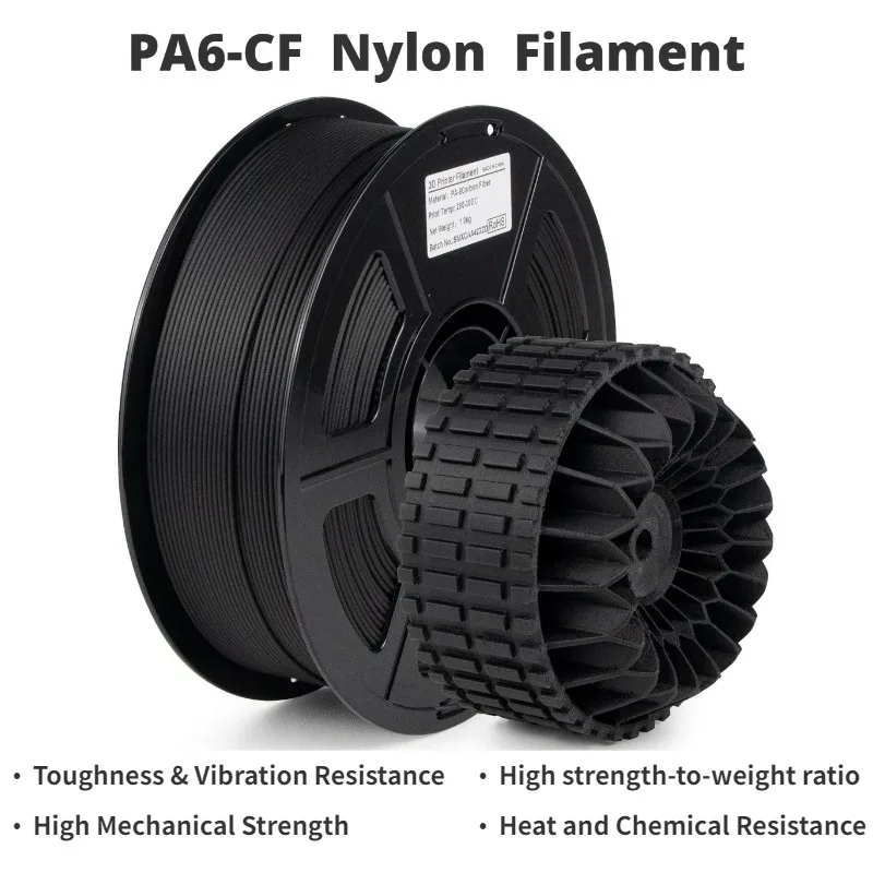 

Carbon Fiber Nylon Filament,Enhanced Strength Rigidity PA6-CF Filament,High-Temperature Resistant Carbon Fiber PA6 1kg (2.2lbs)