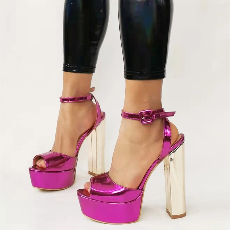 Chunky Heel Summer Sandals for Women 2022 Hot Pink Party Platforms High Heels Peep Toe Silver Patent Leather Evening Dress Shoes
Chunky Heel Summer Sandals for Women 2022 Hot Pink Party Platforms High Heels Peep Toe Silver Patent Leather Evening Dress Shoes