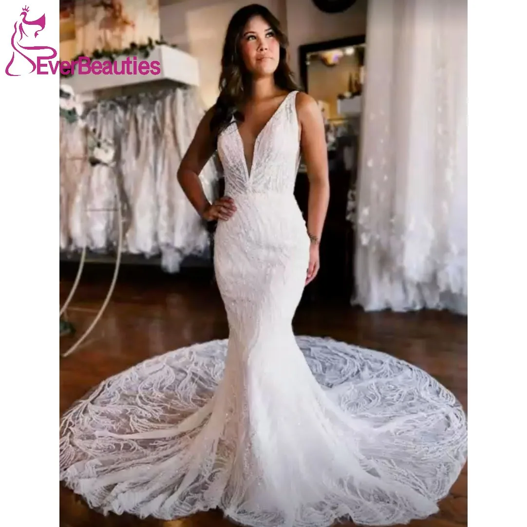 Robe De Mariee Mermaid Lace Wedding Dresses Vestidos De Novia V Neck Wedding Gown Mermaid Beach Bride Dress 2023
Robe De Mariee Mermaid Lace Wedding Dresses Vestidos De Novia V Neck Wedding Gown Mermaid Beach Bride Dress 2023