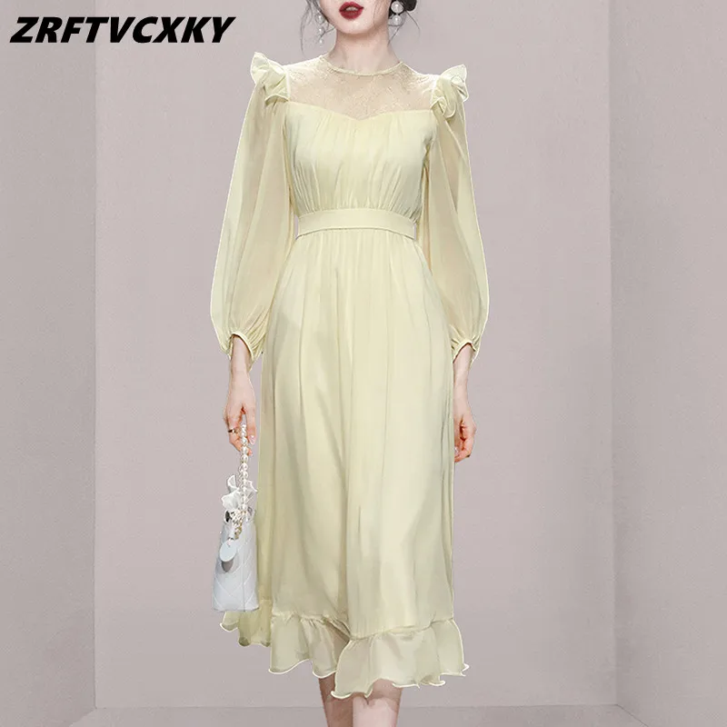 Autumn Women's Simple Puff Sleeve Dresses Vintage Elegant Ruffle High Waist Casual Office A-Line Party Midi Dress Vestidos
Autumn Women's Simple Puff Sleeve Dresses Vintage Elegant Ruffle High Waist Casual Office A-Line Party Midi Dress Vestidos