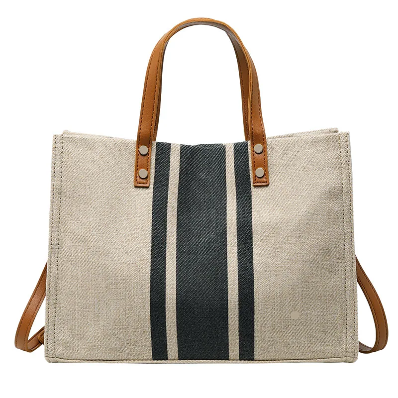 Women's Korean-Style Briefcase Professional Commute Striped Minimalist One-Shoulder Large Bags Ins Large Capacity Canvas Bag
Women's Korean-Style Briefcase Professional Commute Striped Minimalist One-Shoulder Large Bags Ins Large Capacity Canvas Bag