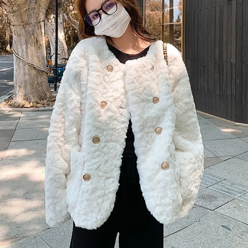 Rimocy 2023 Women Lamb Wool Jackets Autumn Winter Thick Warm Faux Fur Outerwear Woman Korean Loose Round Neck Furry Coats Ladies
Rimocy 2023 Women Lamb Wool Jackets Autumn Winter Thick Warm Faux Fur Outerwear Woman Korean Loose Round Neck Furry Coats Ladies