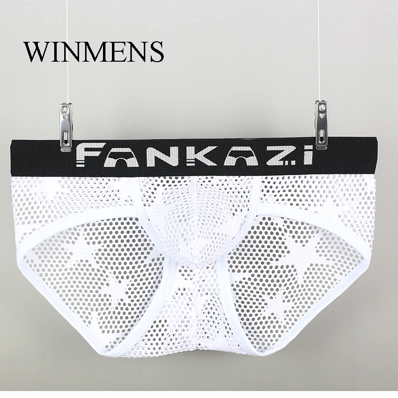 Summer Men's Breathable Fishnet Briefs See Through Cut-outs Underwear Gay Sexy U Convex Pouch Jockstraps Star Lingerie
Summer Men's Breathable Fishnet Briefs See Through Cut-outs Underwear Gay Sexy U Convex Pouch Jockstraps Star Lingerie