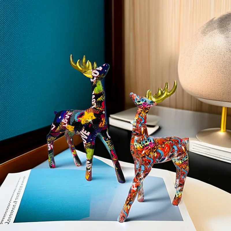 New Transfer Printing Geometry Deer Decoration Home Resin Crafts Creative Animal Desktop Decoration Gift
New Transfer Printing Geometry Deer Decoration Home Resin Crafts Creative Animal Desktop Decoration Gift