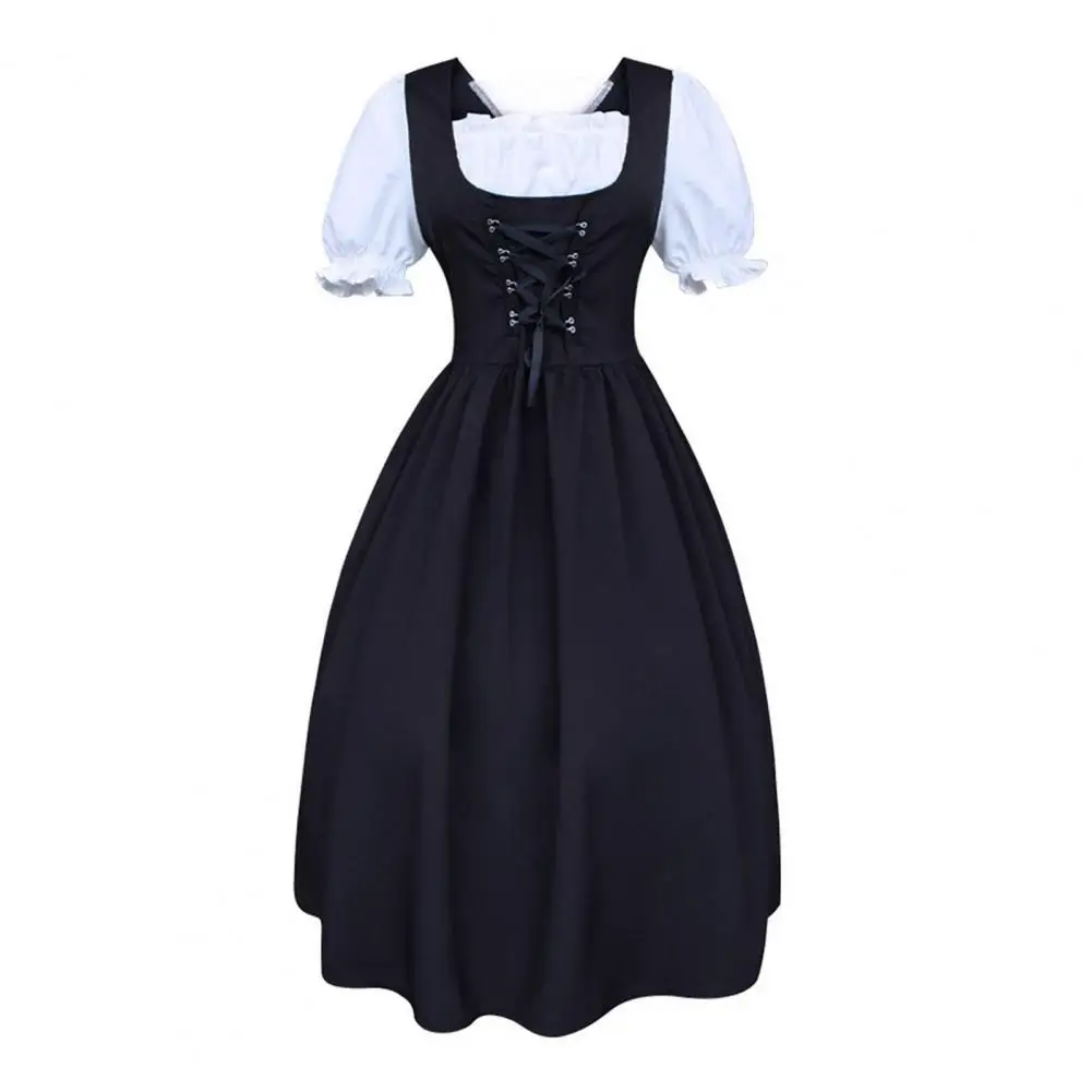 Puff Sleeve Dress High-waisted Dress Medieval-inspired Women's Color Block Dress with Square Collar Puff Sleeves Sheer Trim A
Puff Sleeve Dress High-waisted Dress Medieval-inspired Women's Color Block Dress with Square Collar Puff Sleeves Sheer Trim A