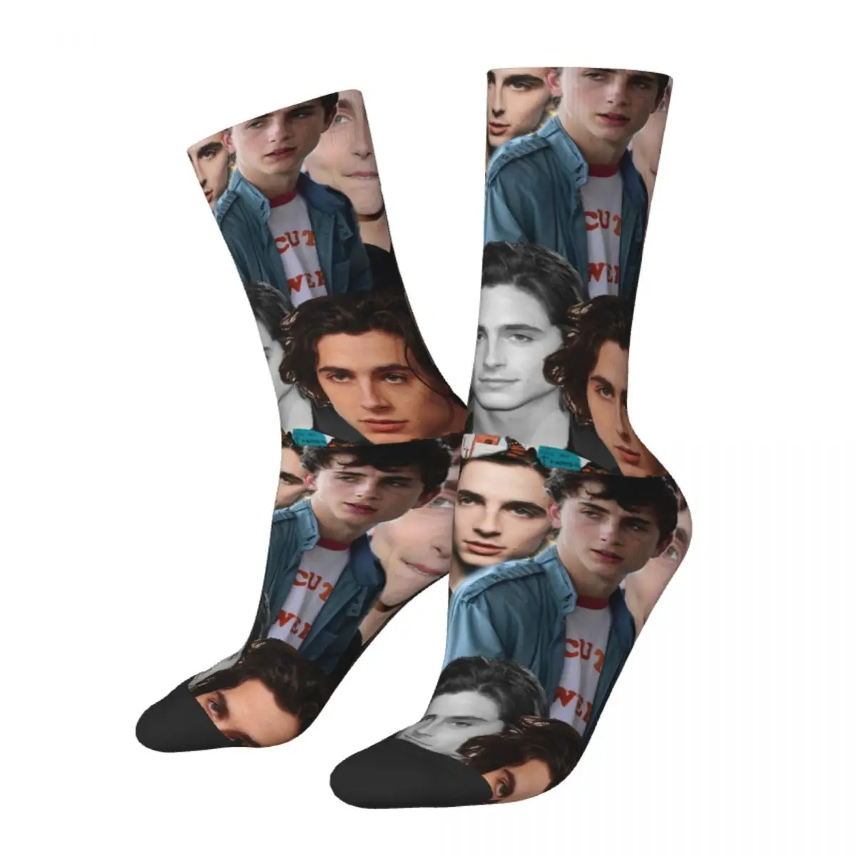 

Winter Warm Casual Unisex Timothee Chalamet Collage Socks Elio CMBYN Little Women Sweat Absorbing Football Socks