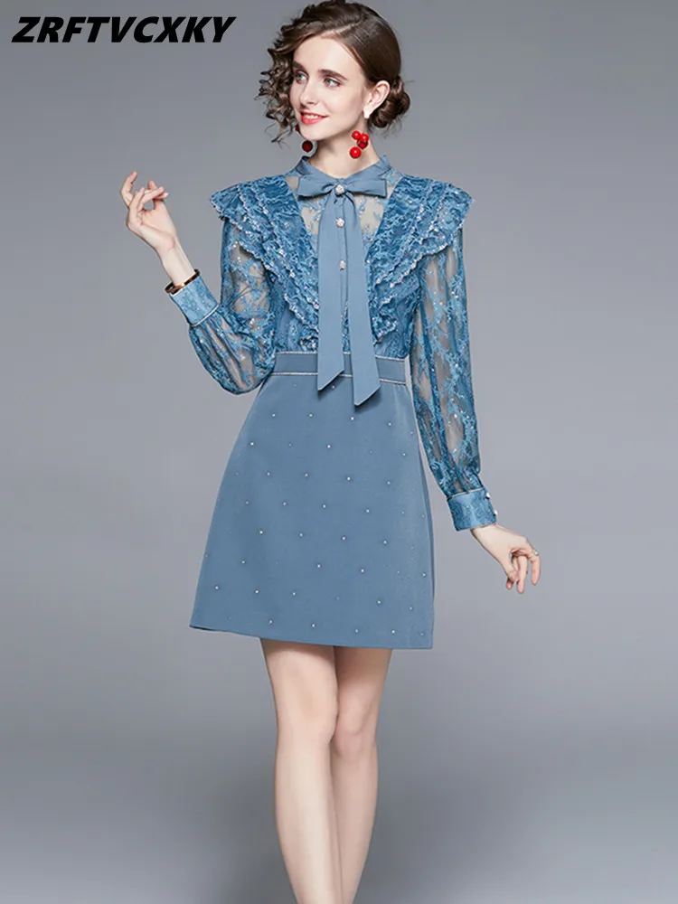 ZRFTVCXKY Runway Fashion Bow Collar Ruffles Mini Dress Women's Spring Beading Long Sleeve Lace Embroidery Vintage Party Vestidos
ZRFTVCXKY Runway Fashion Bow Collar Ruffles Mini Dress Women's Spring Beading Long Sleeve Lace Embroidery Vintage Party Vestidos