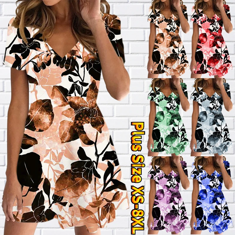 2023 V-Neck Casual Slim Dress Summer Women New Design Printing Loose Size Short Sleeve Skirt Fashion Knee-length Skirt XS-8XL
2023 V-Neck Casual Slim Dress Summer Women New Design Printing Loose Size Short Sleeve Skirt Fashion Knee-length Skirt XS-8XL