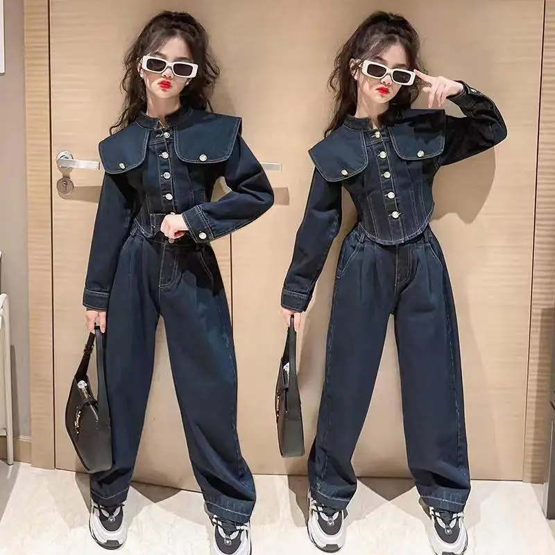 Children's Clothes Girls Spring Clothes Suit New Teenagers Children Girls Coat Cardigan Jeans Large Lapel Denim Two-Piece Set
Children's Clothes Girls Spring Clothes Suit New Teenagers Children Girls Coat Cardigan Jeans Large Lapel Denim Two-Piece Set