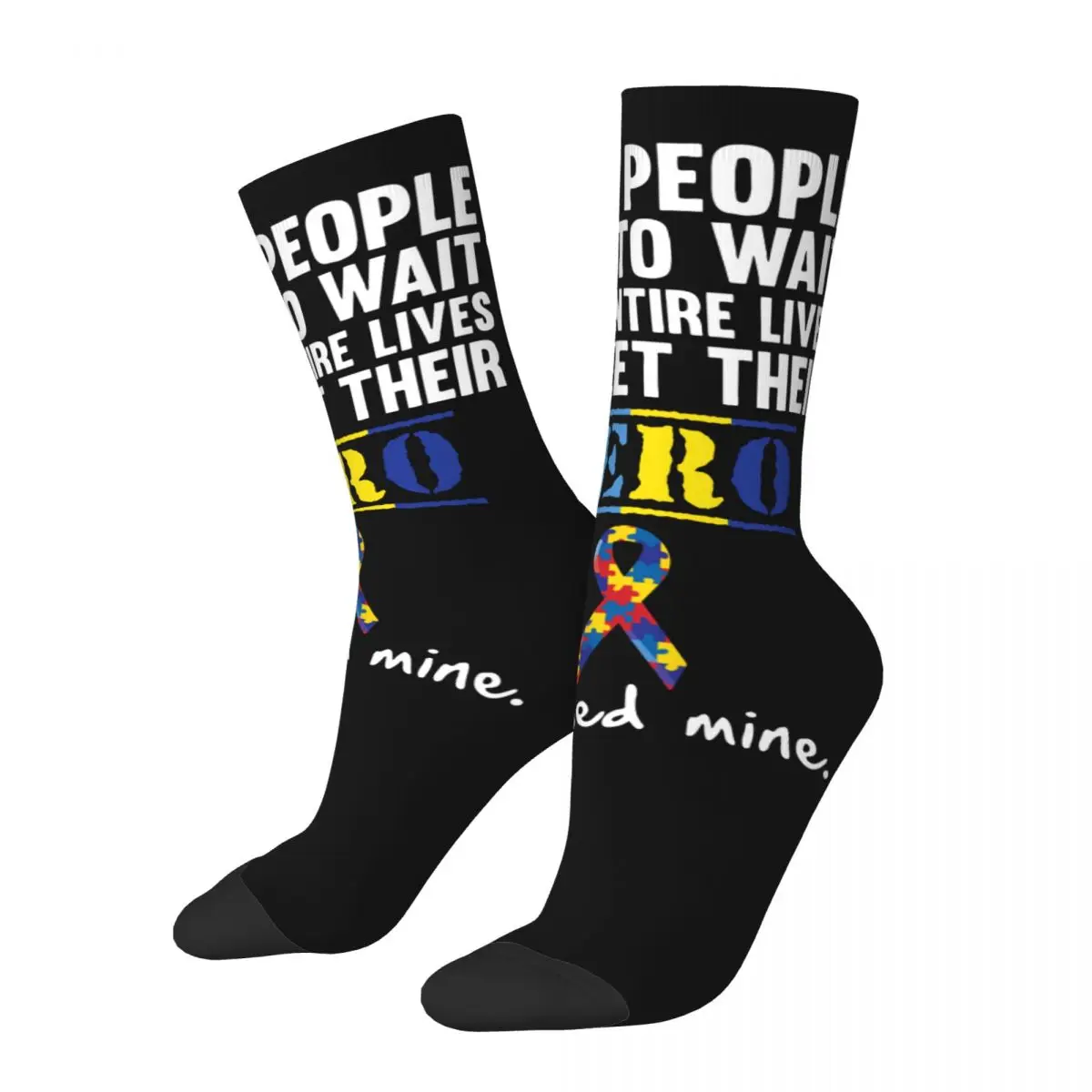 

New Male Men Socks Casual Autism Hero Sock Autism Awareness Month Skateboard Women Sock Spring Summer Autumn Winter