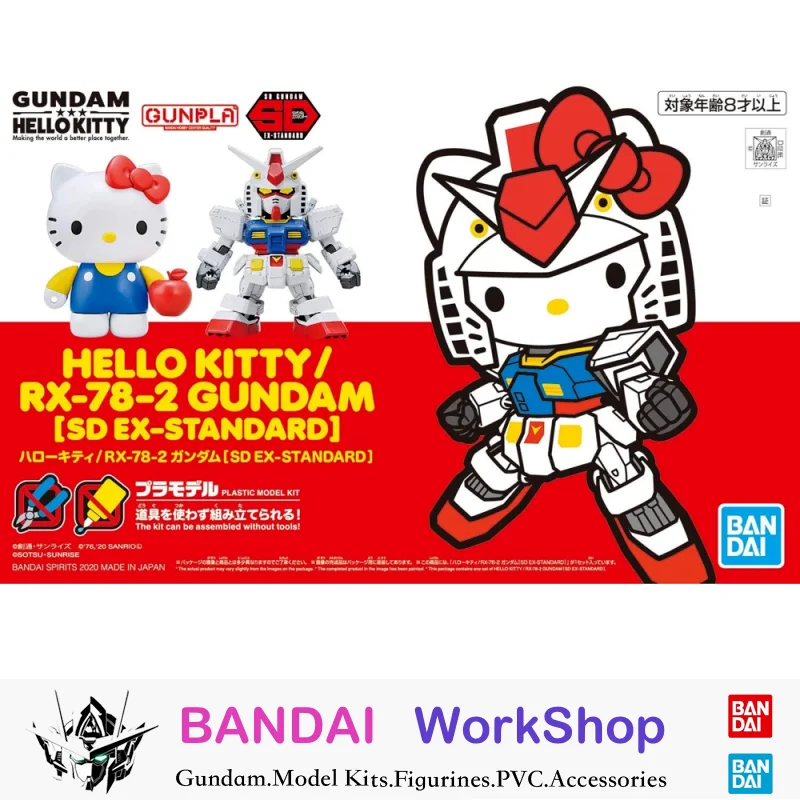 

Bandai Original SD Ex-Standard Hello Kitty RX-78-2 Action Figure Assembly Model Kit Collectible Gifts