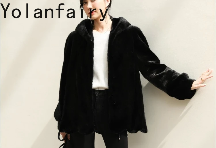 YOLANFAIRY Genuine Whole Mink Fur Jacket for Women Luxury 2025 Winter Natural Fur Coat Hooded Warm Real Black Fur Coats Casaco YOLANFAIRY Genuine Whole Mink Fur Jacket for Women Luxury 2025 Winter Natural Fur Coat Hooded Warm Real Black Fur Coats Casaco
