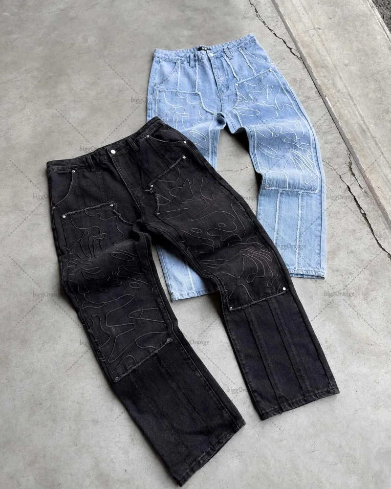 American High Street Fashion Striped Jeans Men Y2k Retro High Waist Washed Oversized Trousers Loose Casual Wide Leg Pants Women
American High Street Fashion Striped Jeans Men Y2k Retro High Waist Washed Oversized Trousers Loose Casual Wide Leg Pants Women