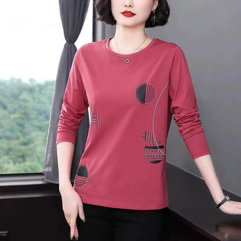 Spring Autumn New Fashion Elegance Printed T-Shirts Women's Clothing All Match Casual Aesthetic Undershirt Pullovers O Neck Tops
Spring Autumn New Fashion Elegance Printed T-Shirts Women's Clothing All Match Casual Aesthetic Undershirt Pullovers O Neck Tops