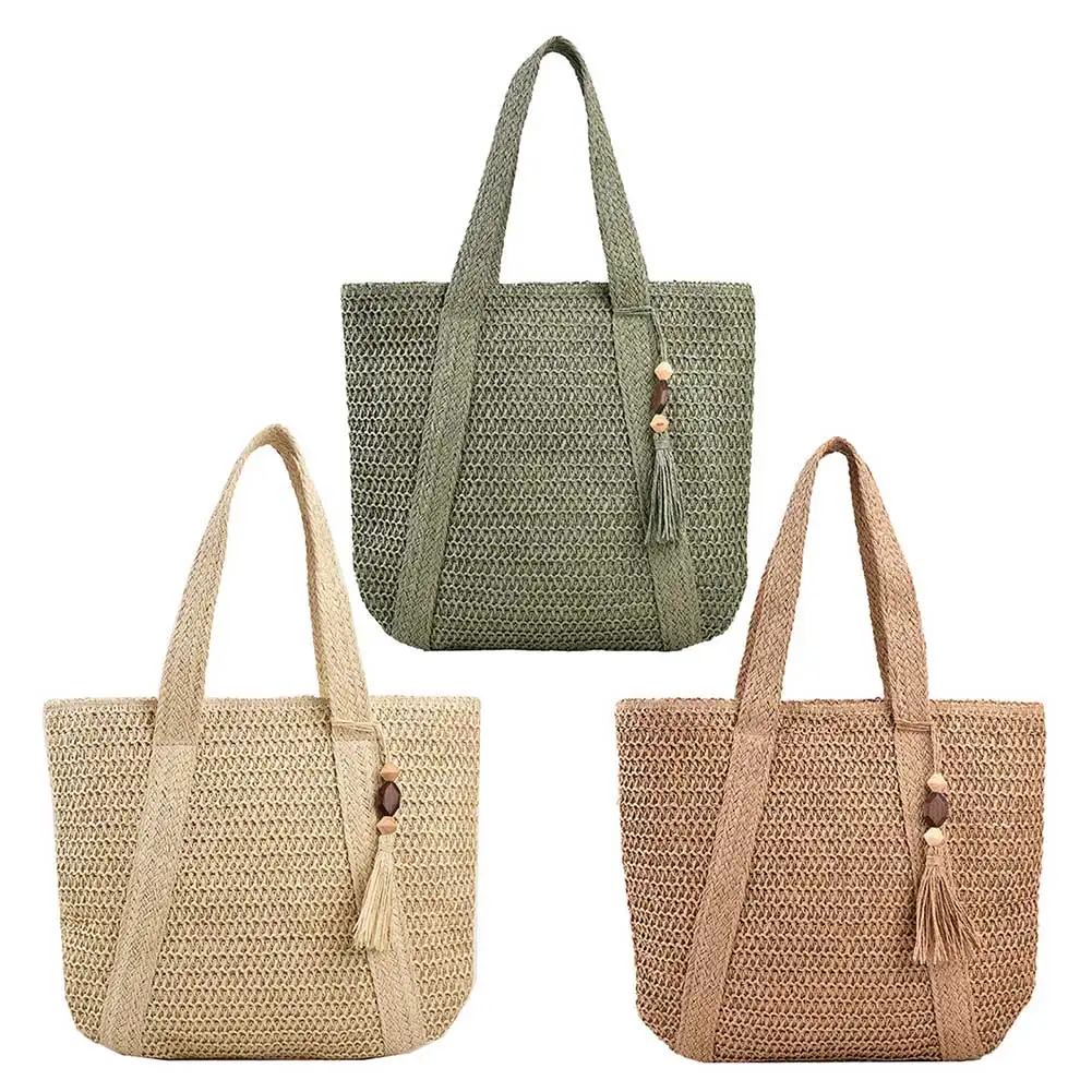 Tassel Woven Shopper Tote - Large Capacity Summer Straw Shoulder Bag 25 S11ac9618f0ed46bb921e089f9f3b9f35n
