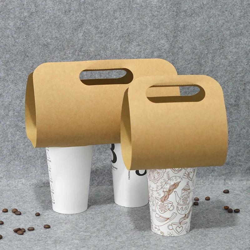 

Оригинальный держатель для стакана, одноразовый толстый бумажный поднос из крафтовой бумаги с одной двойной чашкой для кофе, напитков на вынос, портативный бумажный поднос для упаковки