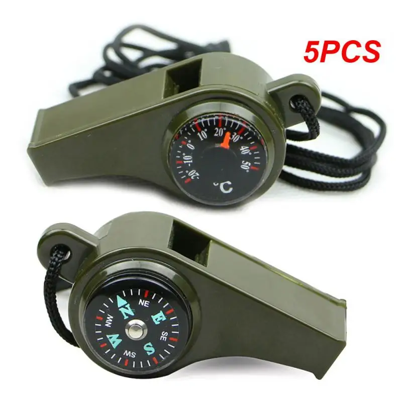 

5PCS 3in1 Survival Whistle Mutifunction Lightweight Whistle Thermometer Compass For Camping Hiking And Outdoor Activities