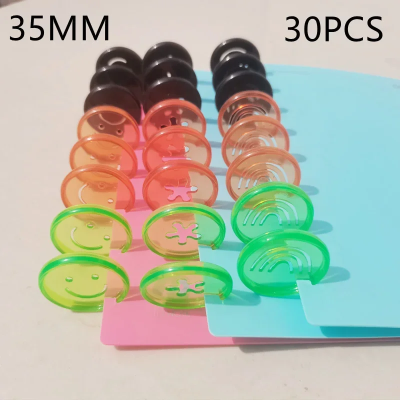 30PCS35MM smiley face, starfish, rainbow plastic binding ring buckle notebook loose-leaf mushroom hole notebook binding supplies
30PCS35MM smiley face, starfish, rainbow plastic binding ring buckle notebook loose-leaf mushroom hole notebook binding supplies
