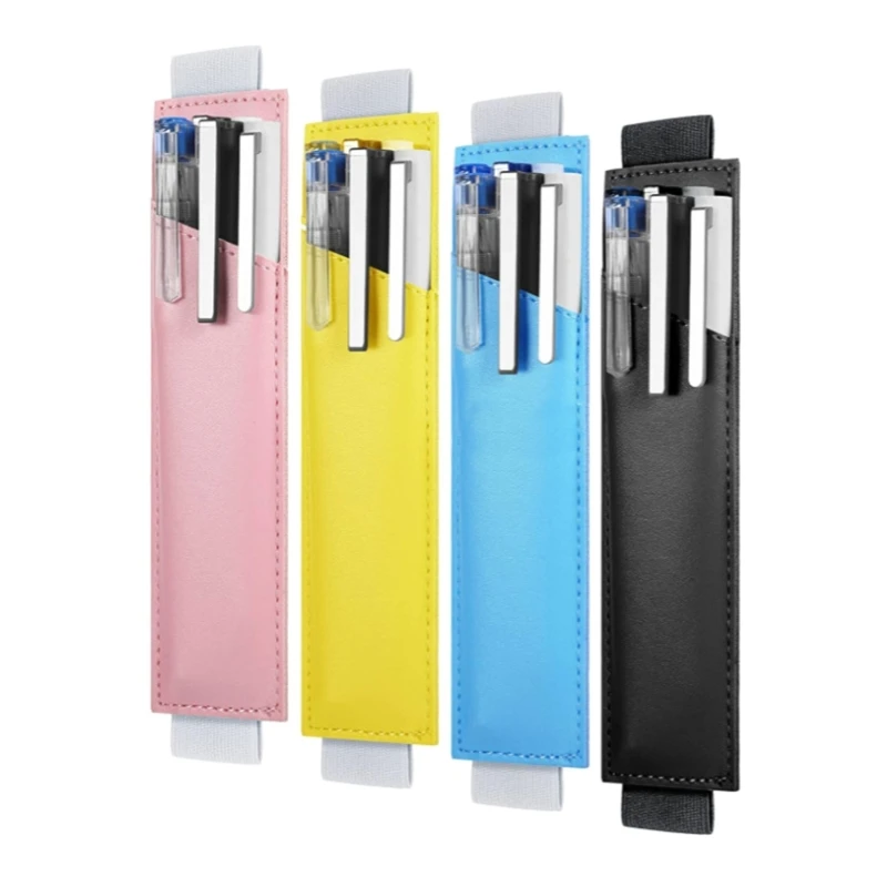 Регулируемый держатель для ручек на резинке, цветной чехол для ноутбука из искусственной кожи, съемный чехол для журналов в