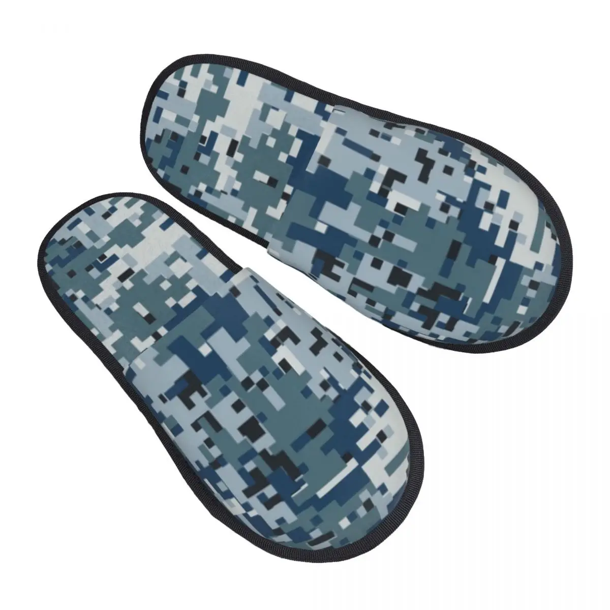 

Navy Marine Camo Cozy Scuff Memory Foam Slippers Women War Army Military Camouflage Bedroom House Shoes