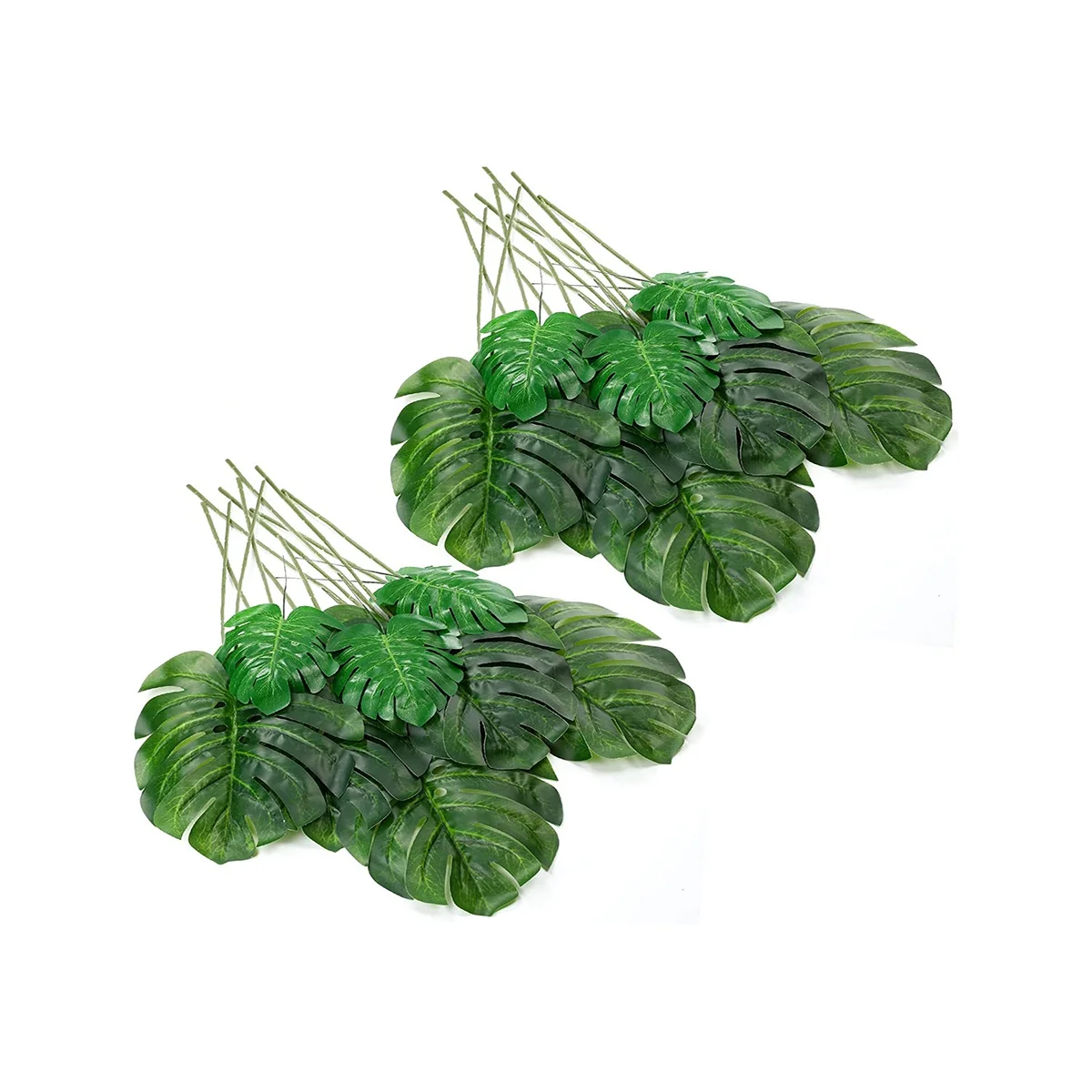 

24PCS Artificial Palm Leaves with Stems Faux Turtle Leaf Uv Resistant Tropical Plants for Party Indoor Home Wedding