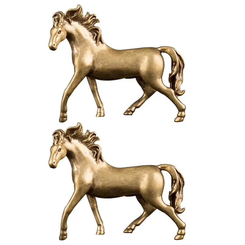 

2Pcs Brass Horse Statues Brass Horse Figurine Brass Horse Statue Decor Statue Figurines Chinese Zodiac Animals Business Gift