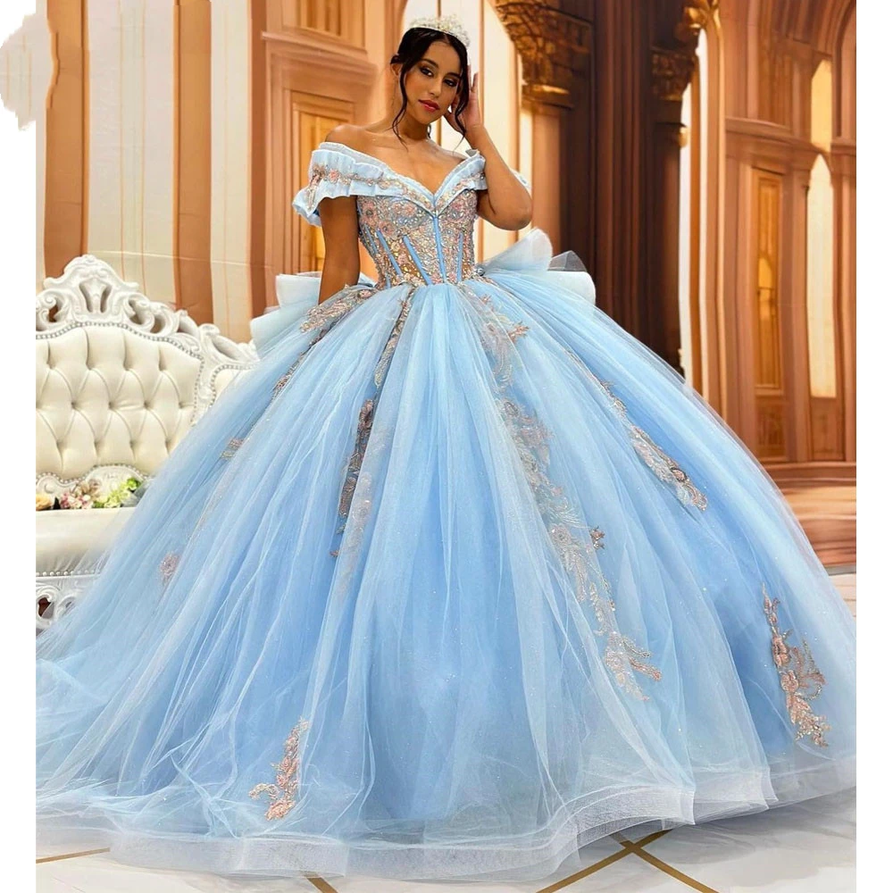 ANGELSBRIDEP Sky Light Blue Quinceanera Dresses Ball Gown Birthday Party Dress Applique Beading Tulle Long Formal PrincessGown
ANGELSBRIDEP Sky Light Blue Quinceanera Dresses Ball Gown Birthday Party Dress Applique Beading Tulle Long Formal PrincessGown