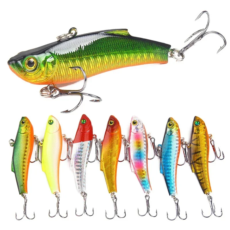 

Winter Ice Fishing Lures Sinking Sequins Isca Artificial Rattlin Vibration VIB Hard Bait Crankbait Treble Hooks Tackle 7cm/18g