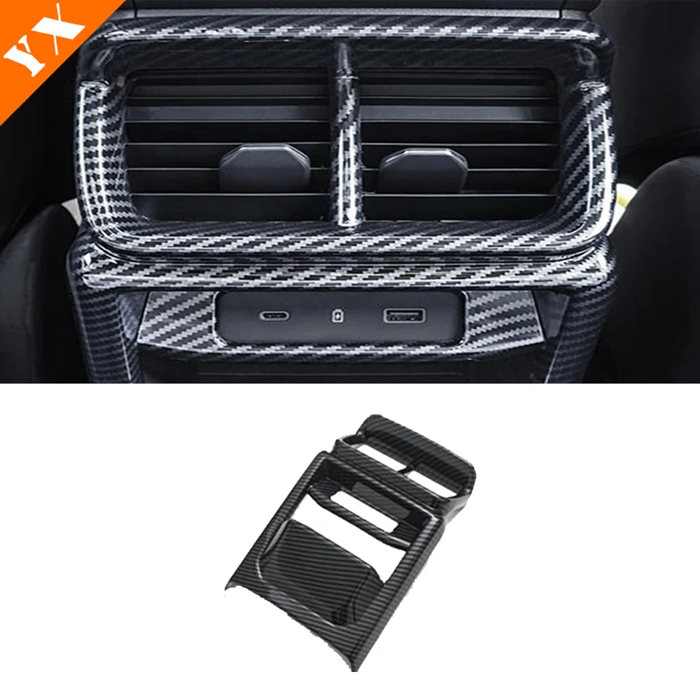 

For Geely Boyue L 2023-2024 Accessories Car Rear Armrest Anti Kick Scratch Cover Carbon Air Conditioner Outlet Frame Decoration