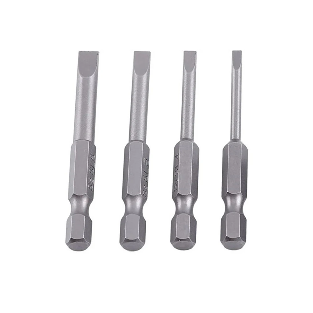 

Screwdriver Bit Versatile 4Pcs Set of Slotted Screwdriver Bits with Magnetic Head and 1/4in Hex Shank for Various Tools