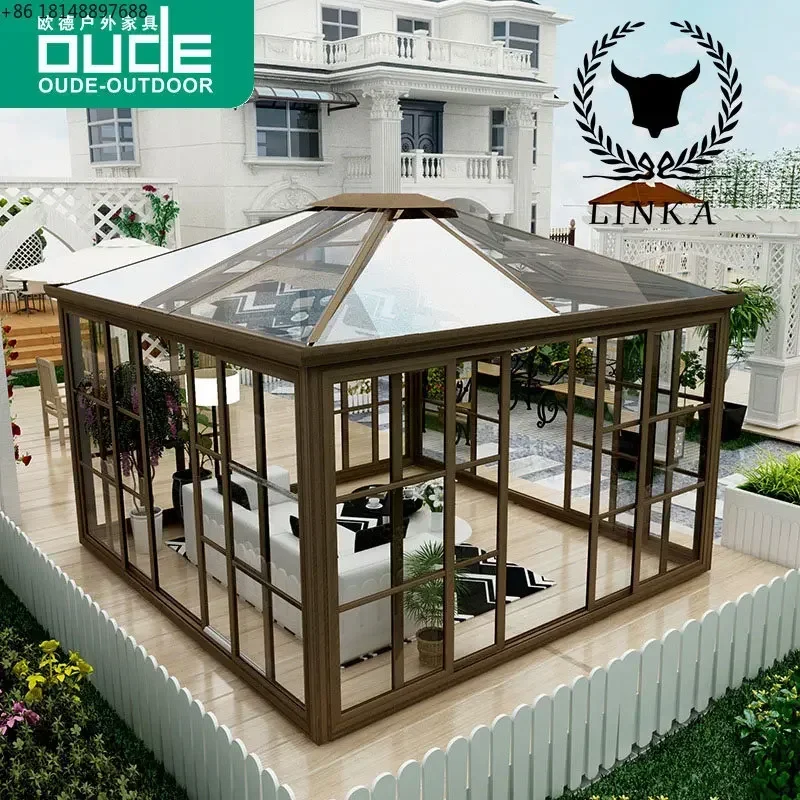 

Oude outdoor sun room transparent glass terrace aluminum alloy simple house mobile courtyard garden gazebo