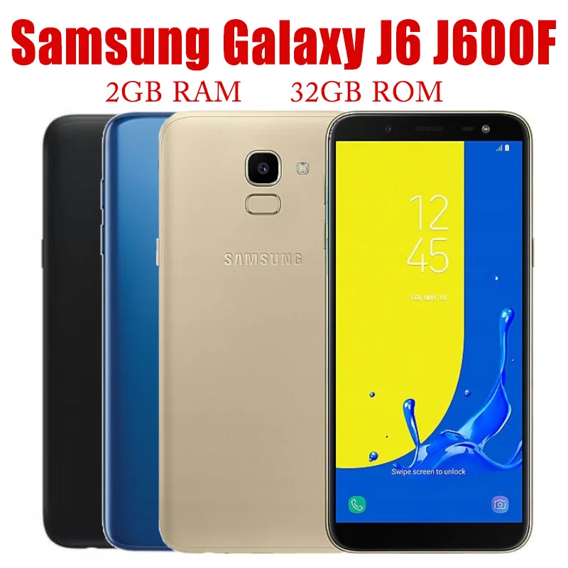 

Samsung Galaxy J6 J600F 2GB RAM 32GB ROM Mobile 13MP 5.6'' Android Cell Phone Fingerprint Original Unlocked Dual Sim Smartphone