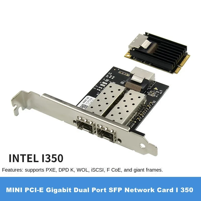 

MINI PCIE LAN CARD 2 PORT SFP 1000m Server Network Adapter Chip INTEL 350AM2 Mpcie Gigabit Ethernet 10/100/1000Mbps