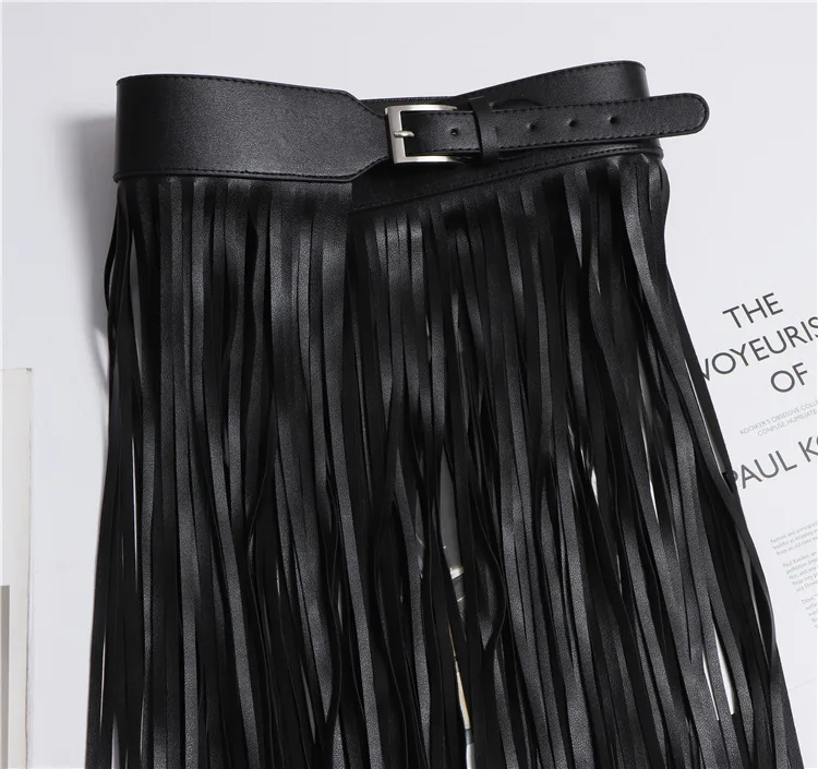 LANMREM Basics PU Leather Skirt Women Belt Black Color High Street Decoration Full Tassels Skirts Female New Fashion 2DC1326 37 S11bff59576f24cdd8d791c2013c781c4C