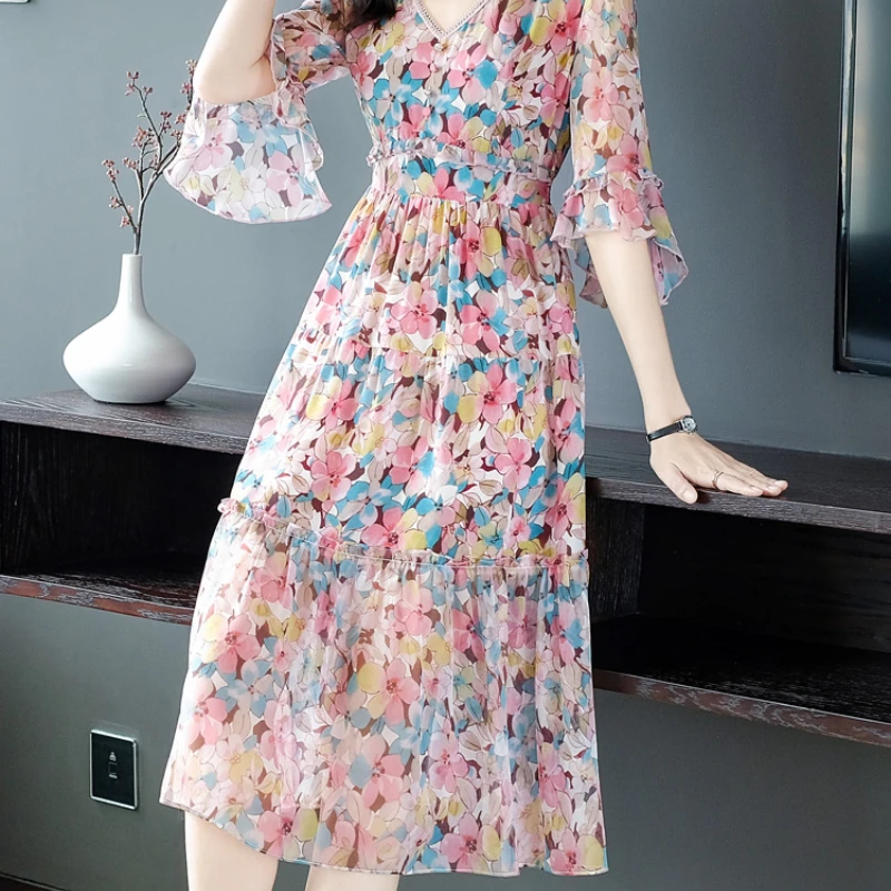 100% Mulberry Real Silk Dress 2023 Women's Dress Elegant Dresses for Women Clothing Summer Floral Midi Dress Outwear Vestidos LM
100% Mulberry Real Silk Dress 2023 Women's Dress Elegant Dresses for Women Clothing Summer Floral Midi Dress Outwear Vestidos LM