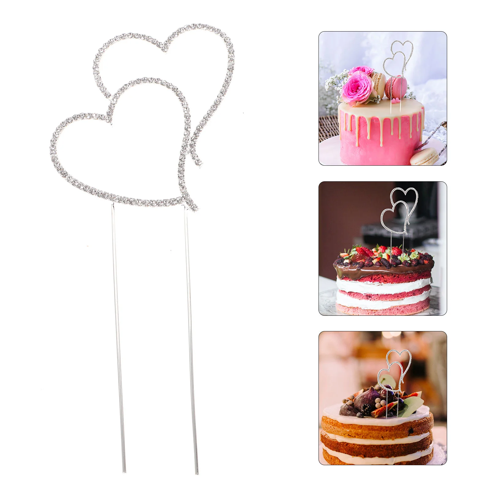 

Cake Topper Sparkling Heart Cake Picks Cake Topper Decoration Cake Insert for Party