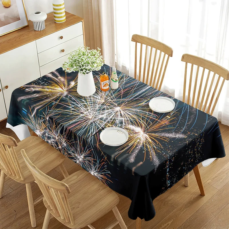 

Splendid Fireworks Rectangular Tablecloth for Home Decor Dining Room Wedding Banquet Kitchen Living