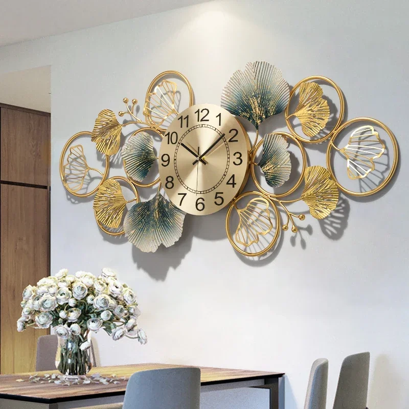 

Настенные часы с китайскими искусственными листьями Ginkgo, домашняя гостиная, настенное украшение, фон для крыльца, настенная наклейка, поделки