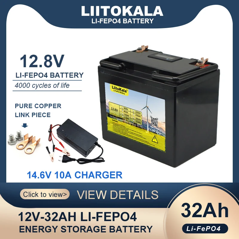 Литий-железо-фосфатные аккумуляторы LiitoKala, 12,8 В, 32 Ач, 12 В, 256 Вт, с зарядным устройством 14,6 в
Литий-железо-фосфатные аккумуляторы LiitoKala, 12,8 В, 32 Ач, 12 В, 256 Вт, с зарядным устройством 14,6 в