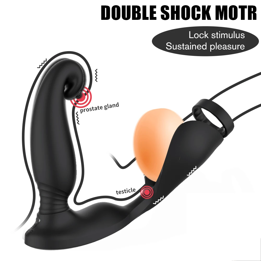 

With Anal Plug Vibrators Testis Lock Penis Ring For Men Butt Dilator Prostate Massager Strap On Cock Sex Toys Male Masturbator