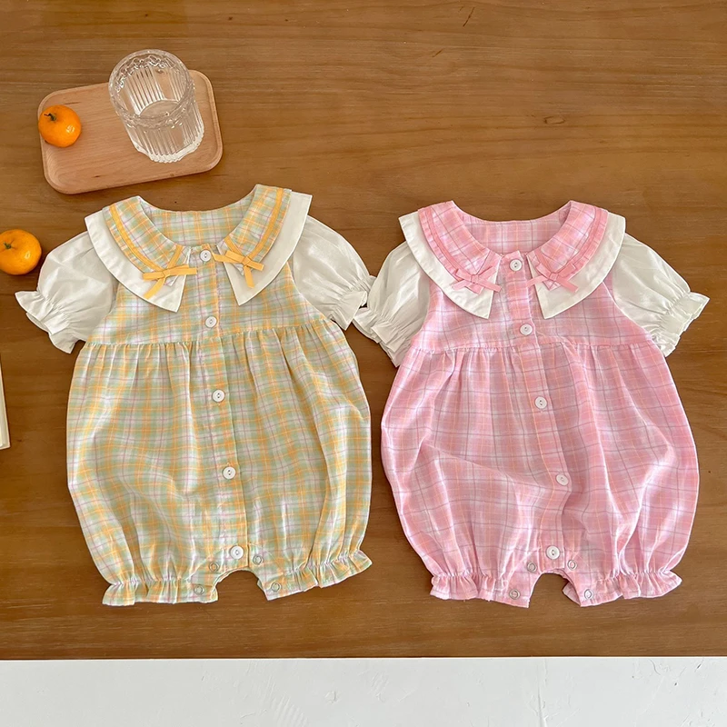 Baby Girls Jumpsuits Clothes Newborn Kids Baby Girl Short Sleeve Grid Bowknot Rompers Infant Baby Girls Children Rompers
Baby Girls Jumpsuits Clothes Newborn Kids Baby Girl Short Sleeve Grid Bowknot Rompers Infant Baby Girls Children Rompers