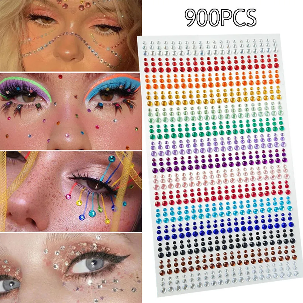 

DIY Face Jewelry Sticker Kids Eye Makeup Rhinestone Temporary Waterproof Fake Tattoo Cute Festival Art Girls Diamond 900PCS