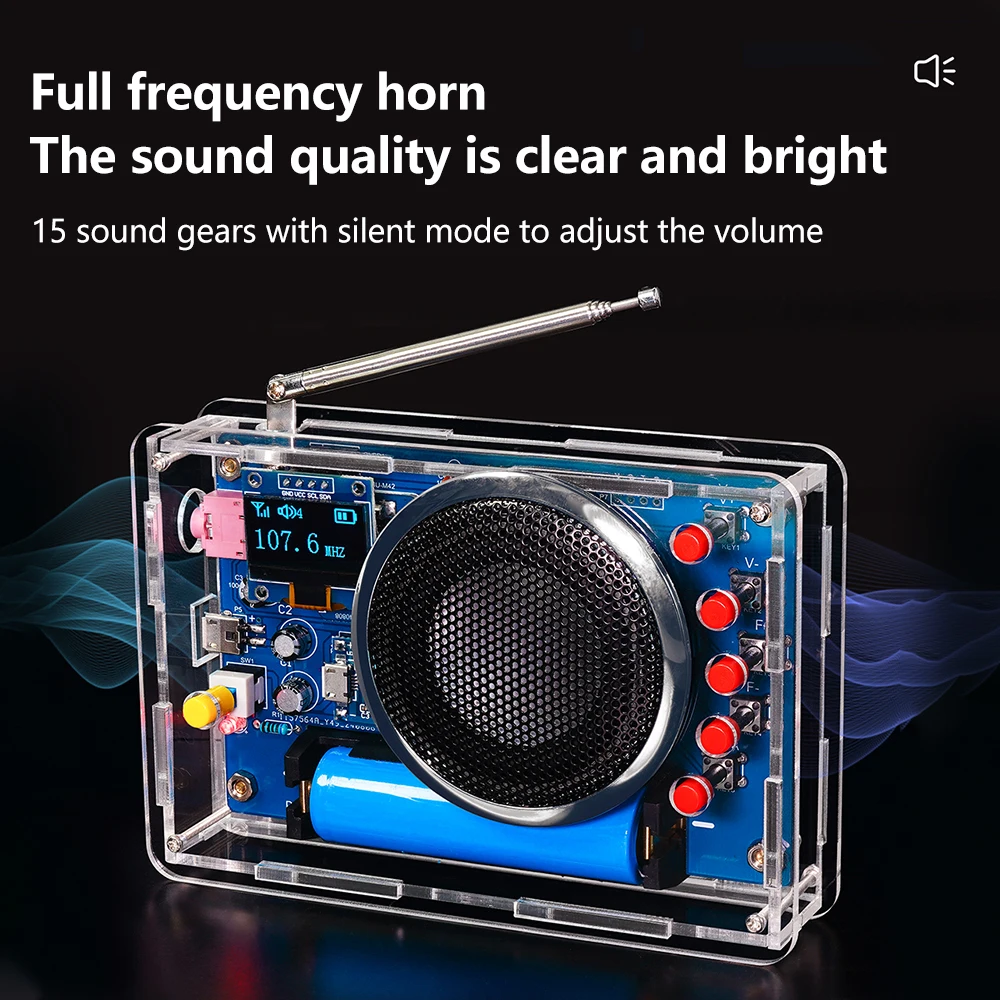 OLED Display Radio DIY Kit Rechargeable FM 87-108MHZ 18650 Lithium Battery Powered Circuit Board Soldering Electronic DIY Parts OLED Display Radio DIY Kit Rechargeable FM 87-108MHZ 18650 Lithium Battery Powered Circuit Board Soldering Electronic DIY Parts